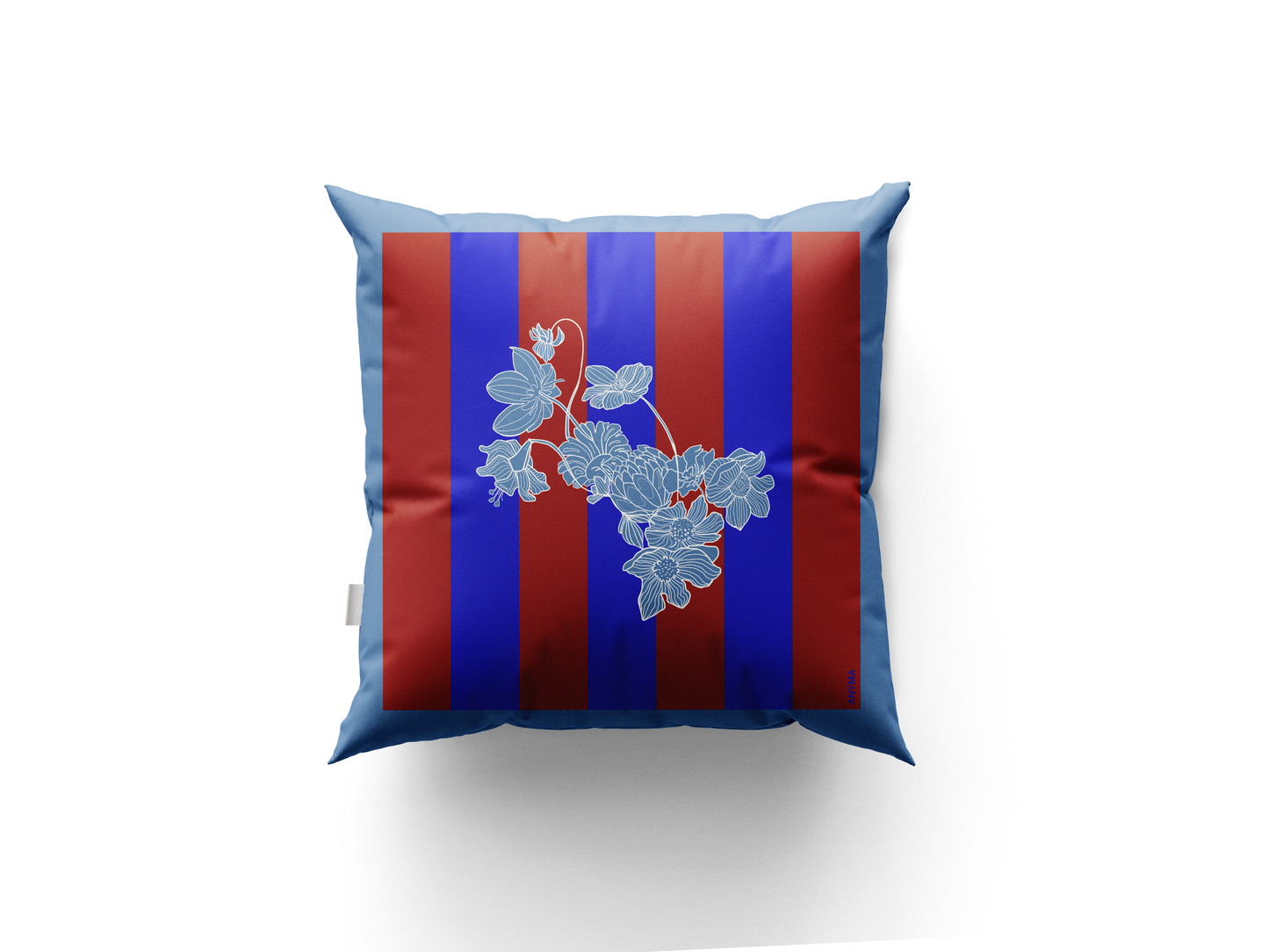 VELVET CUSHION COVER BLUE&RED THCR_BR