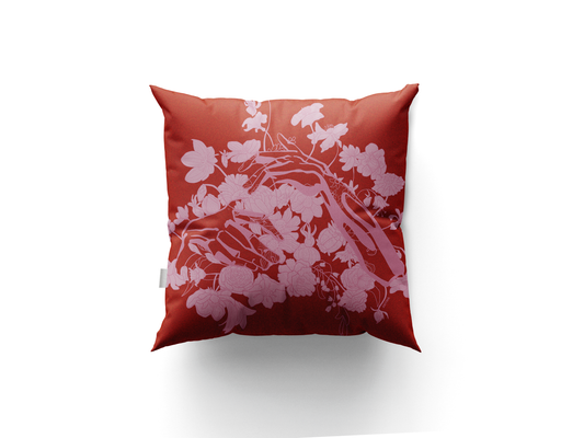 VELVET CUSHION COVER RED&ROSE THCM_RR